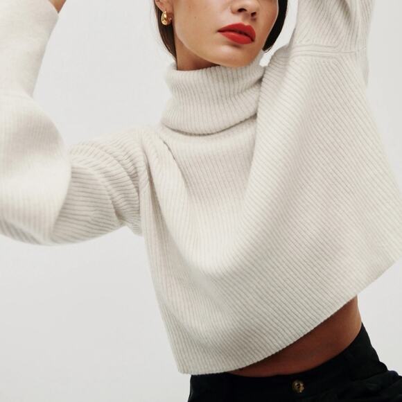 Reformation Luisa Cropped Cashmere Turtleneck Sweater size XS - Picture 5 of 9